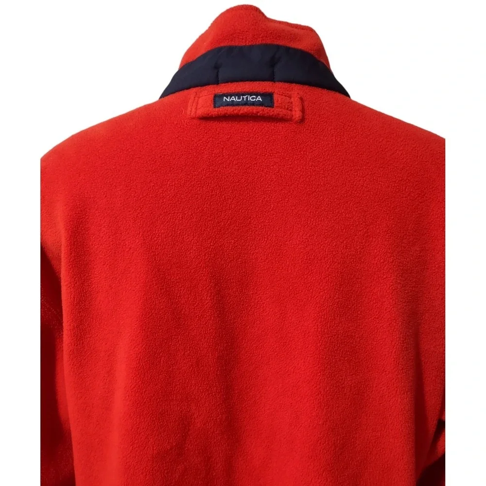 Nautica Fleece Pullover XXL Mens Gorp Core Cabin Core Red Quarter Zip Logo Retro